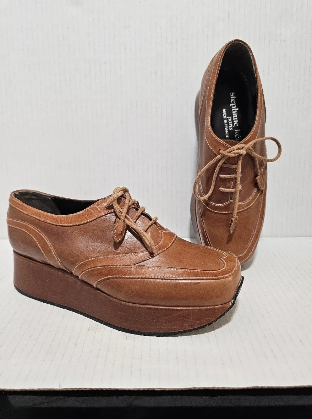 Stephane Kelian Paris Vintage brown leather platform oxfords Shoes Sz 6